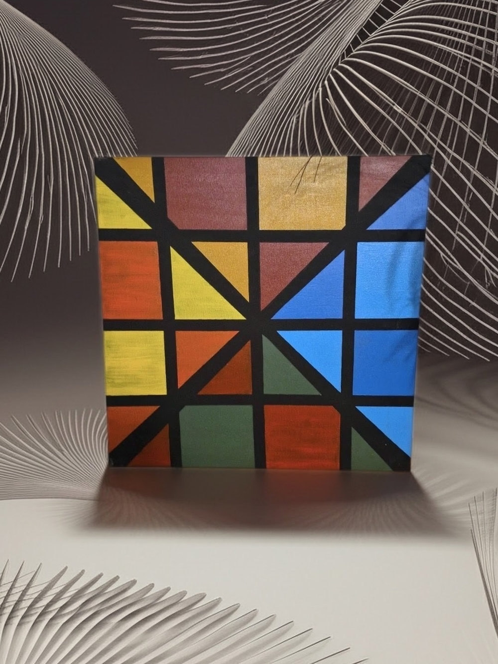 3 Pc Abstract Geometric Wall Art - Multicolor Modern Canvas